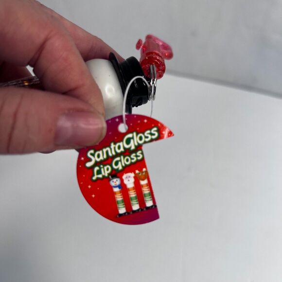 Lip Gloss Santa Gloss NEW Snowman Container Pier 1 Imports 4 Glosses Keychain - Picture 5 of 6